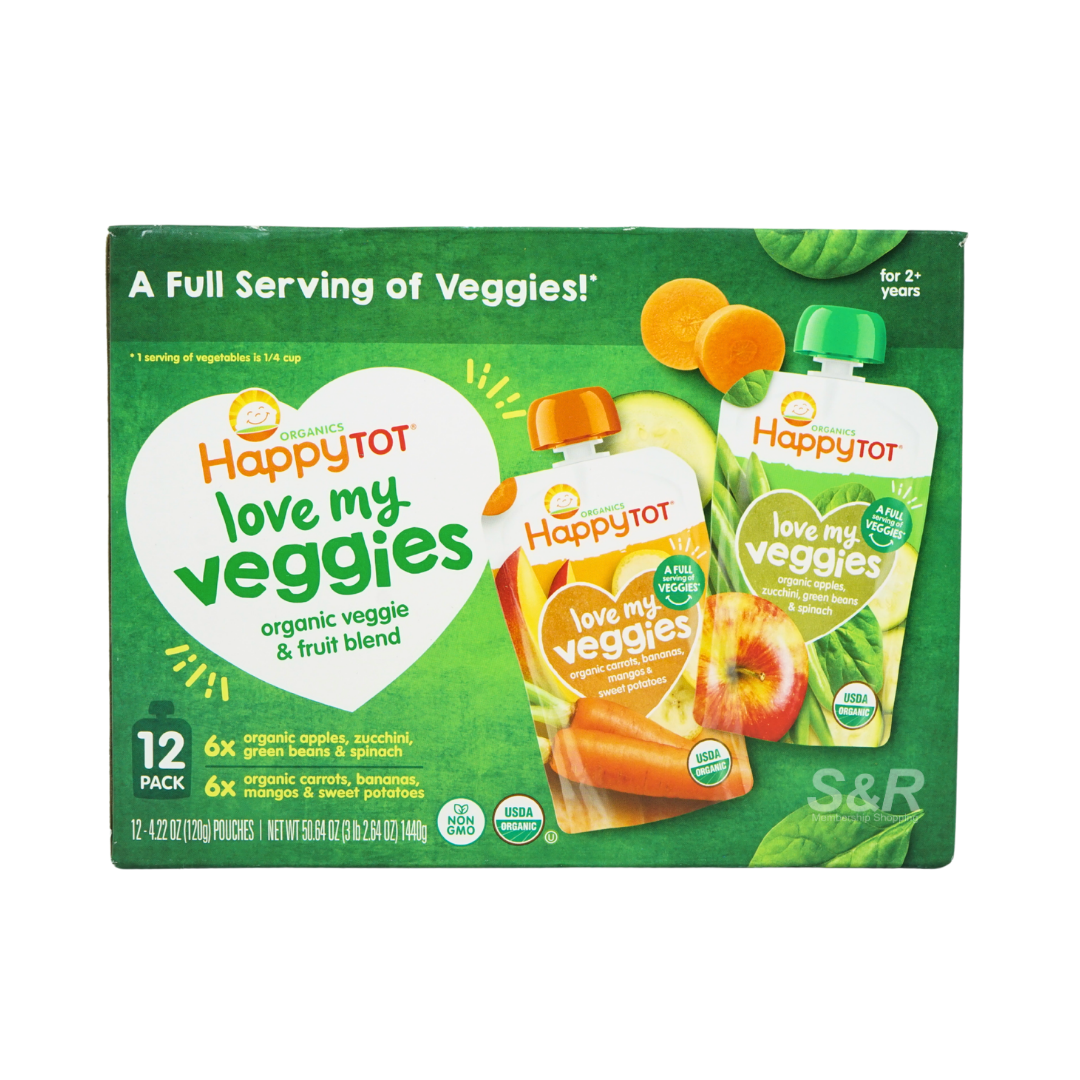 Organics Happytot Love My Veggies Organic Veggie and Fruit Blend 12 x 120g